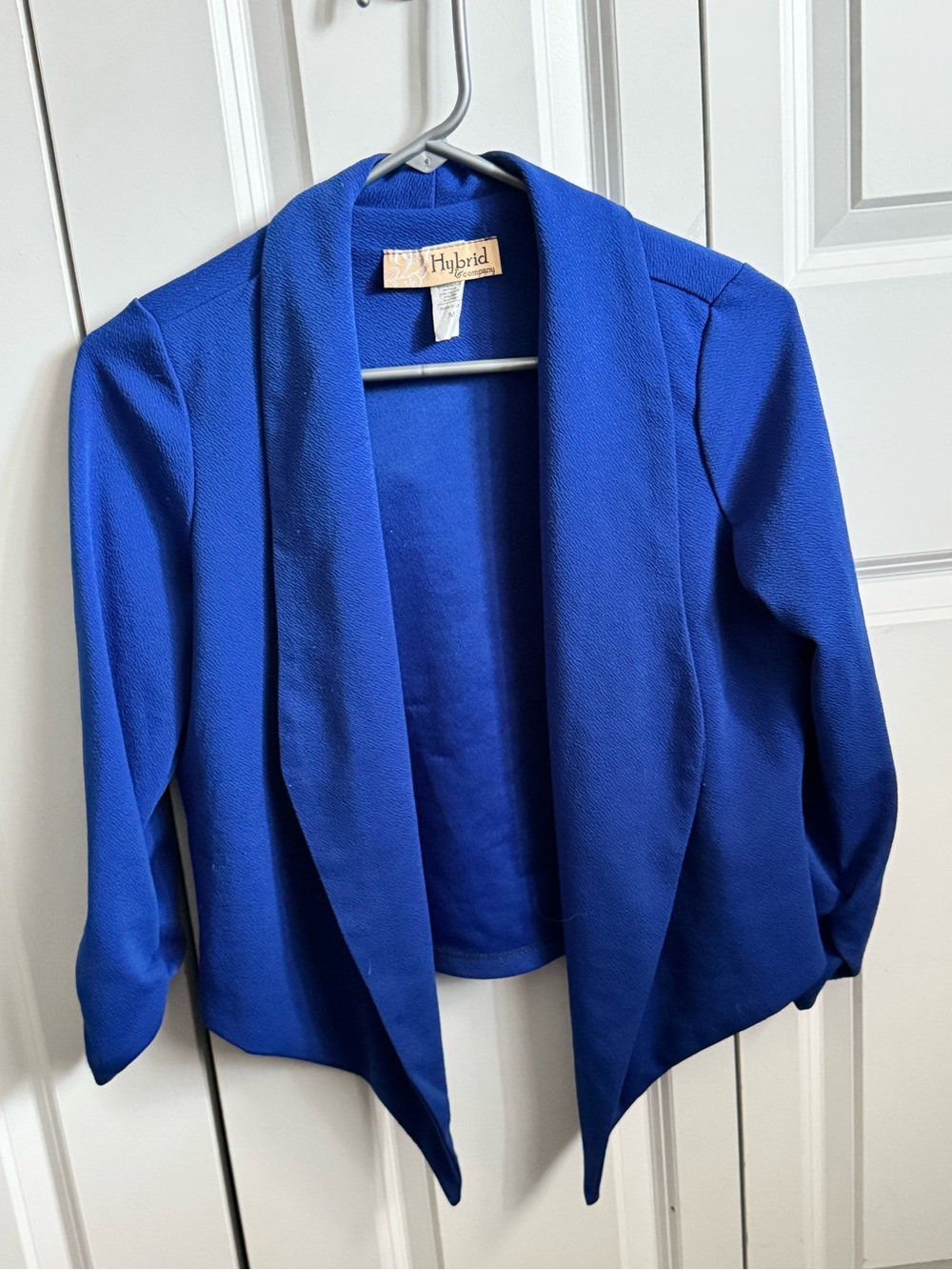 Hybrid & company Women's Open-Front Cobalt Blue Draped Blazer